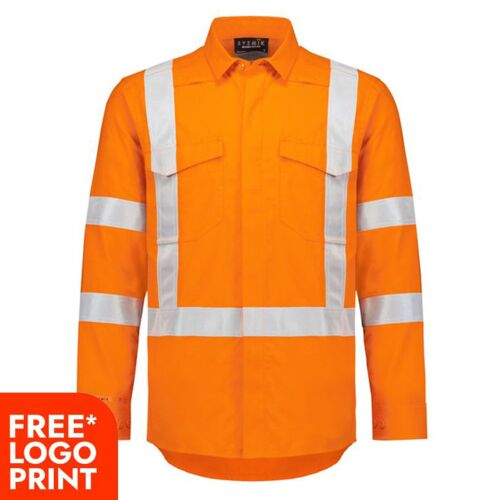 Mens Orange Flame Lightweight Ripstop X Back Taped Shirt Thumbnail