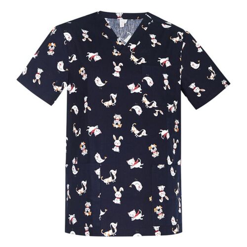 Mens Printed Best Friends Scrub Top Thumbnail